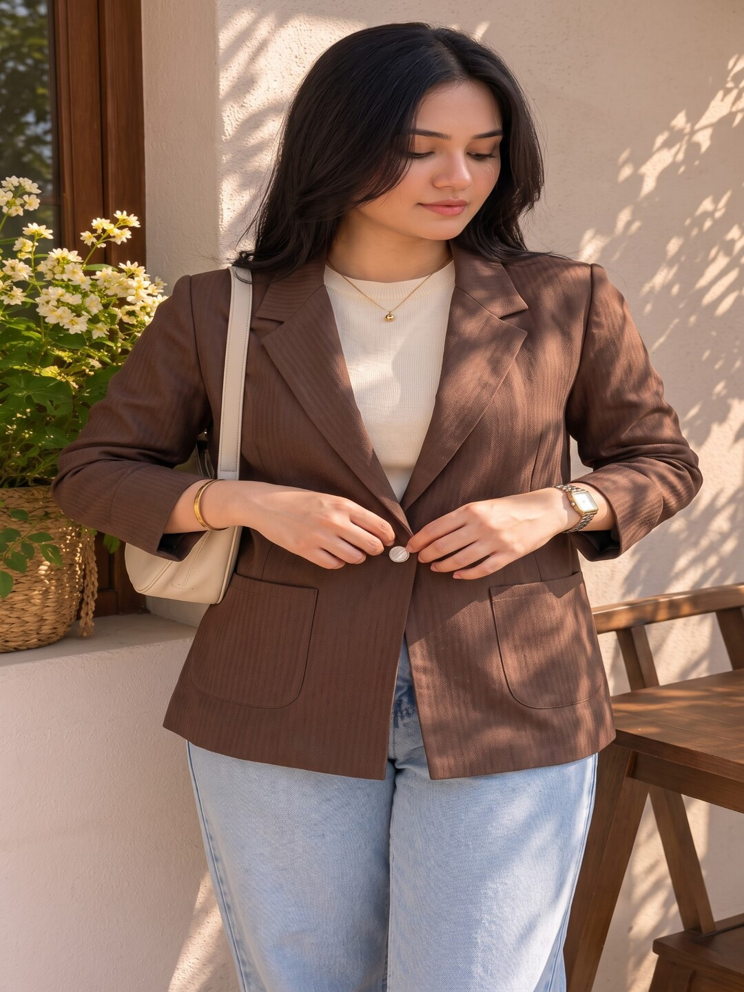 brown blazer for women